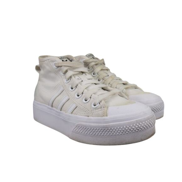 Adidas Shoes Womens 5.5 Sneakers Nizza Platform Mid Street Style Fashion White - Picture 1 of 13